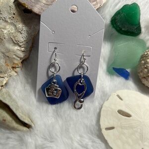 Genuine Cobalt Blue Sea Glass Earrings